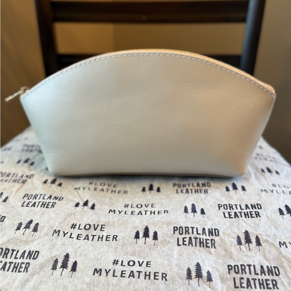 Pearl total eclipse large makeup bag Portland Leather Goods white unicorn 🦄